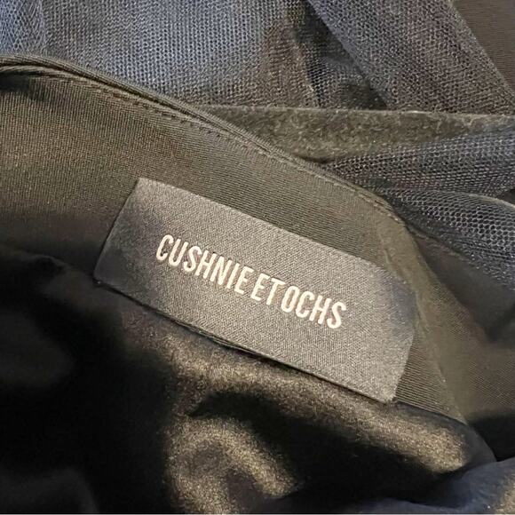 Cushnie Black Single Sleeve Mini Dress Tulle Overlay Size 0 - Picture 9 of 9